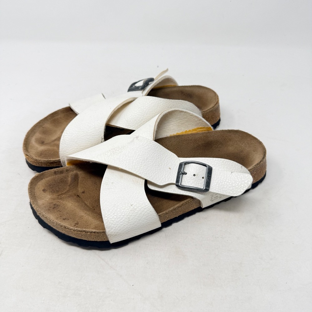 Birki's Birkenstock Salina Sandals White Size 35 Cross Strap Slide Buckle Boho